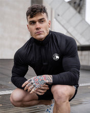 Load image into Gallery viewer, Sport Shirt Men Rashgard Zipper Neck Fitness Tshirts Running T Shirt Long Sleeve Quick Dry Sport Bodybuilding Gym Training Shirt
